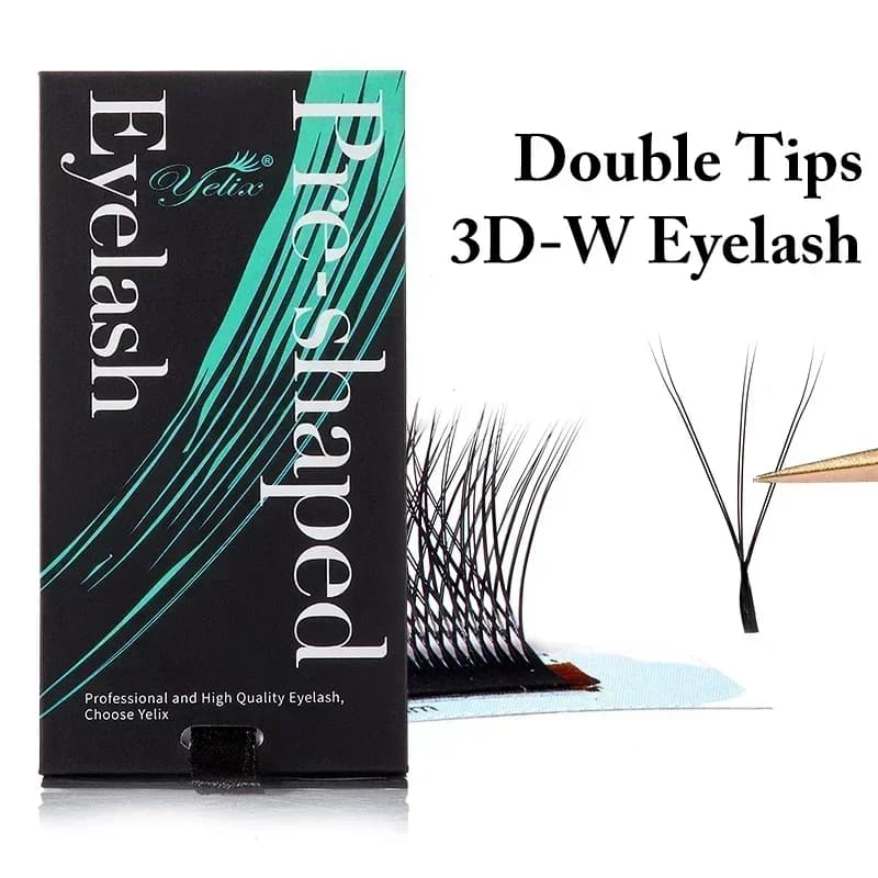 천연 소프트 3D-8D W자형 프리메이드 팬 속눈썹