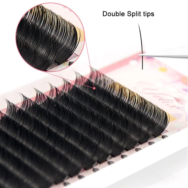 플랫 타원형 팁 분할 블랙 속눈썹 연장 0.15-0.20mm