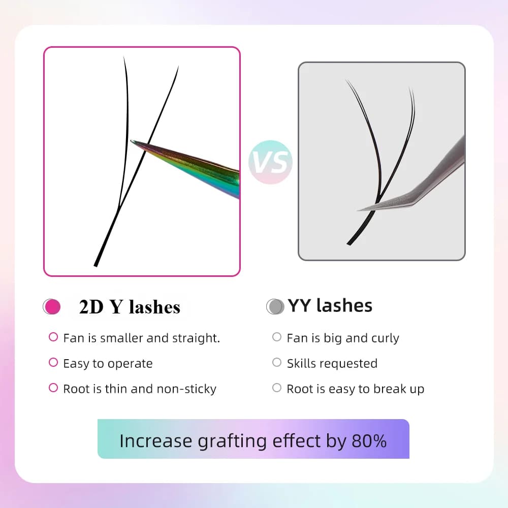 2D Y자형 싱글 팁 핸드우븐 속눈썹 연장