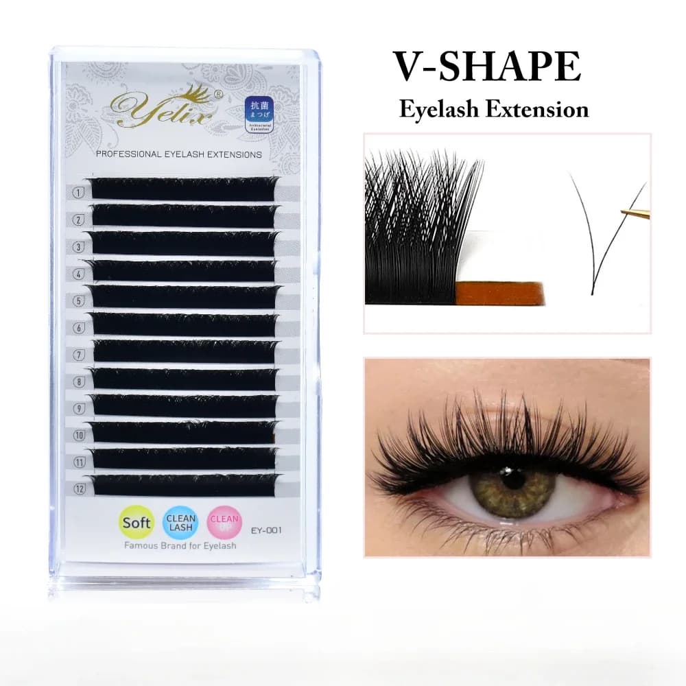 V-Shape 자동 팬 블로밍 속눈썹 Mix 8-15mm