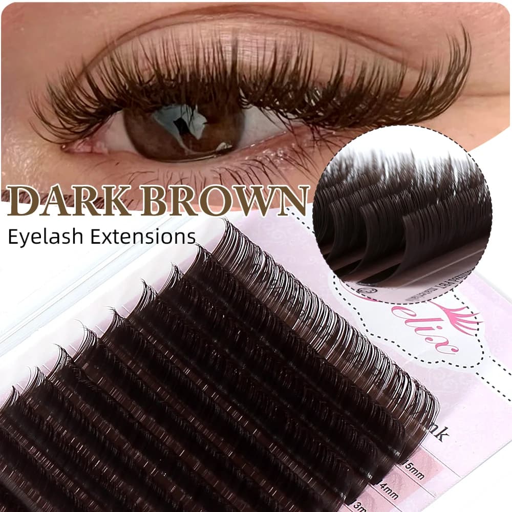 다크 브라운 개인 속눈썹 연장 0.07mm Mix 7-15mm