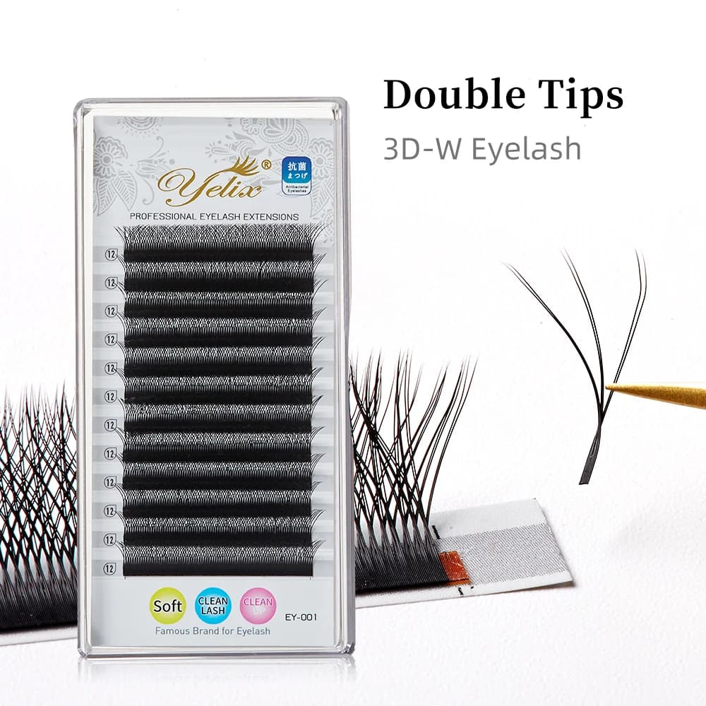 더블 팁 3D W자형 자동 플로우링 프리메이드 속눈썹