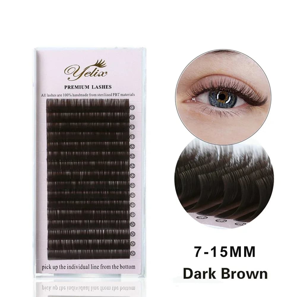 다크 브라운 개별 가짜 속눈썹 믹스 7-15mm